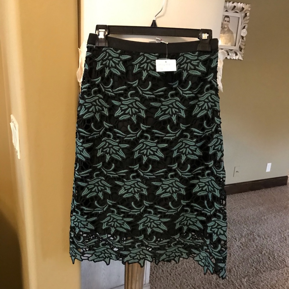 NWT  Anthropologie water lily lace skirt xs